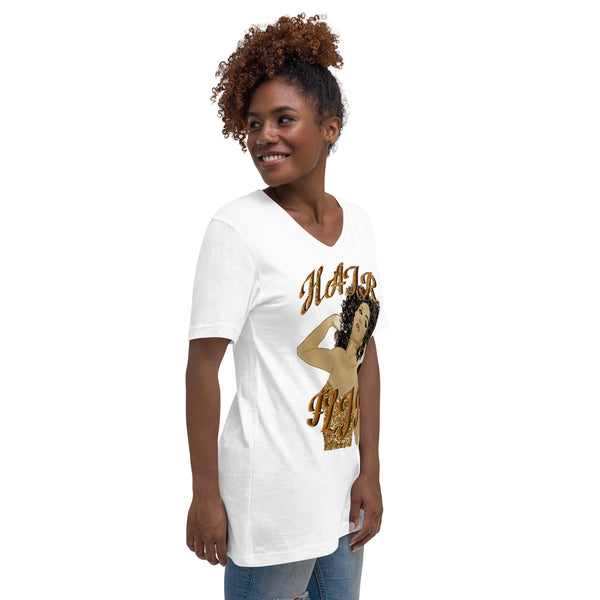 Hair Flip Unisex Short Sleeve V-Neck T-Shirt