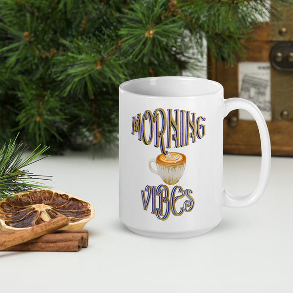 Morning Vibes White glossy mug