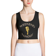 Weekend Famous Gold Lettering with Microphone Crop Top