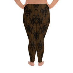 Weekend Famous Faux Lace Plus Size Leggings  Brown