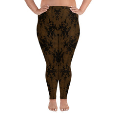 Weekend Famous Faux Lace Plus Size Leggings  Brown