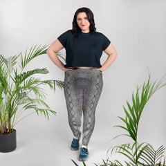 Faux Python Print Plus Size Leggings