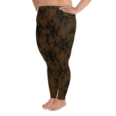Weekend Famous Faux Lace Plus Size Leggings  Brown