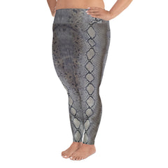 Faux Python Print Plus Size Leggings