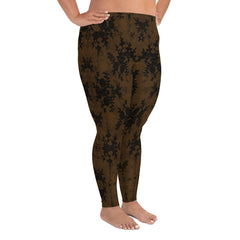 Weekend Famous Faux Lace Plus Size Leggings  Brown