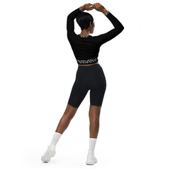 Black Faux Diamond Recycled long-sleeve crop top