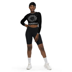 Black Faux Diamond Recycled long-sleeve crop top