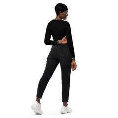 Black Faux Diamond Recycled long-sleeve crop top