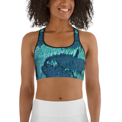 Weekend Famous Fitness Blue Green Sports bra