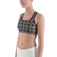 Black and White Cross Sports bra