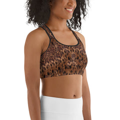 Faux Leopard Print Sports bra