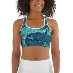 Weekend Famous Fitness Blue Green Sports bra