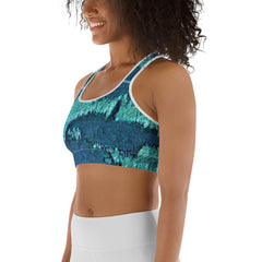 Weekend Famous Fitness Blue Green Sports bra