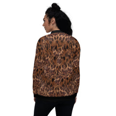 Faux Leopard Print Unisex Bomber Jacket