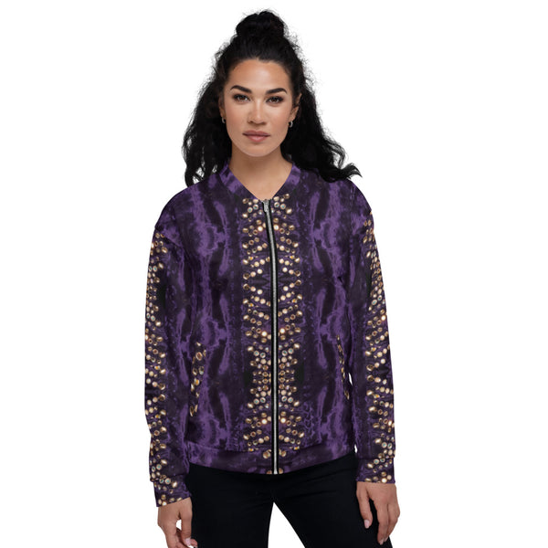 Weekend Famous Purple and Faux Stone Unisex Bomber Jacket