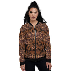Faux Leopard Print Unisex Bomber Jacket