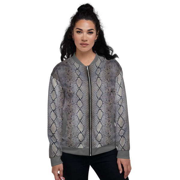 Faux Python Print Unisex Bomber Jacket