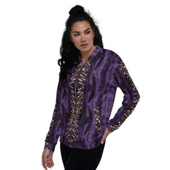 Weekend Famous Purple and Faux Stone Unisex Bomber Jacket