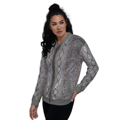 Faux Python Print Unisex Bomber Jacket