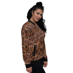 Faux Leopard Print Unisex Bomber Jacket