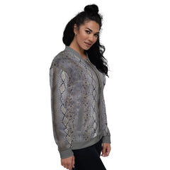 Faux Python Print Unisex Bomber Jacket