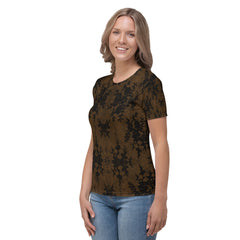 Weekend Famous Faux Lace Women's T-shirt Brown
