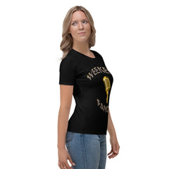 Weekend Famous Gold Lettering with Microphone Women's T-shirt