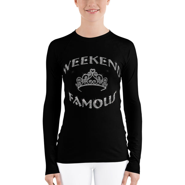 Faux Rhinestone Weekend Famous w/ Crown Women's Rash Guard [The Sleeves]