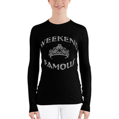 Faux Rhinestone Weekend Famous w/ Crown Women's Rash Guard [The Sleeves]