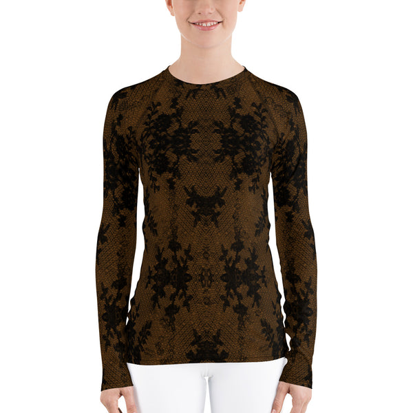 Weekend Famous Faux Lace Women's Rash Guard Brown [The Sleeves]