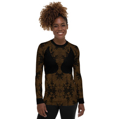 Faux Lace and Bra Women's Rash Guard Brown