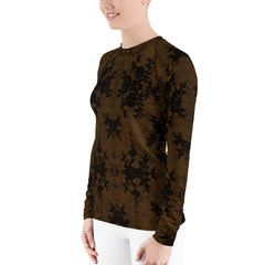 Weekend Famous Faux Lace Women's Rash Guard Brown [The Sleeves]