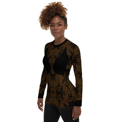 Faux Lace and Bra Women's Rash Guard Brown