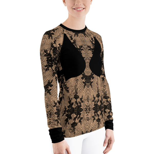 Faux Lace and Bra Women's Rash Guard Romantic