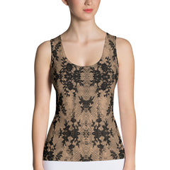 Weekend Famous Faux Lace Tank Top Romantic