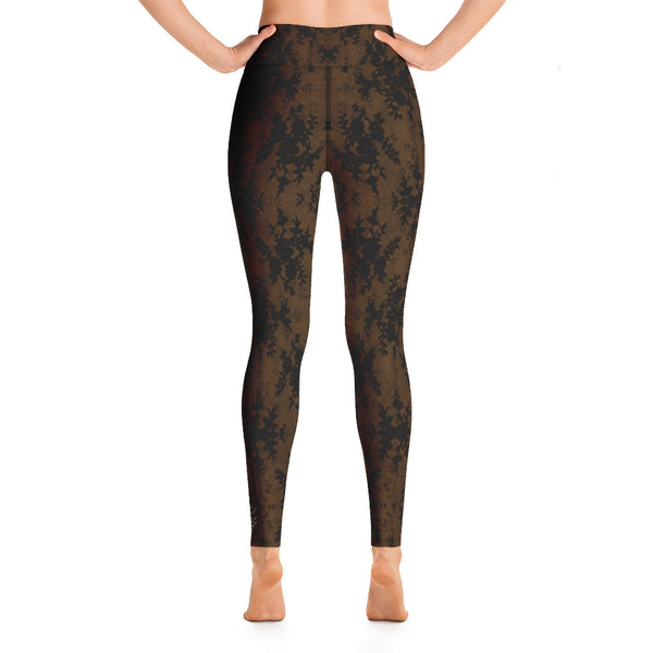 Weekend Famous Faux Lace Yoga Leggings Brown