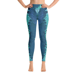 Weekend Famous Faux Sequins Yoga Leggings Blue Green