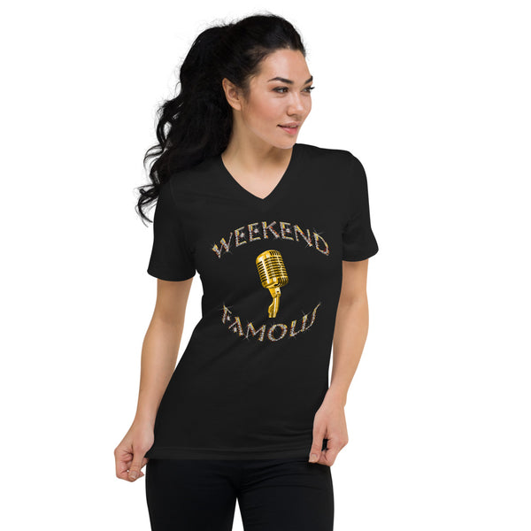 Weekend Famous Gold Microphone Unisex Short Sleeve V-Neck T-Shirt
