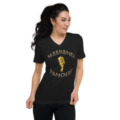 Weekend Famous Gold Microphone Unisex Short Sleeve V-Neck T-Shirt