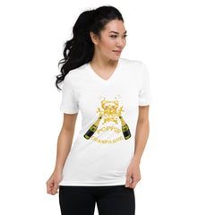 Poppin Champagne Unisex Short Sleeve V-Neck T-Shirt