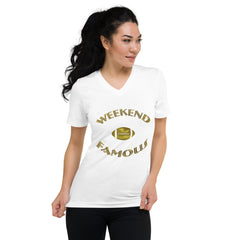 Weekend Famous Gold FB Unisex Short Sleeve V-Neck T-Shirt