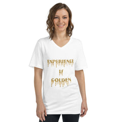 Weekend Famous Experience is Golden Unisex Short Sleeve V-Neck T-Shirt