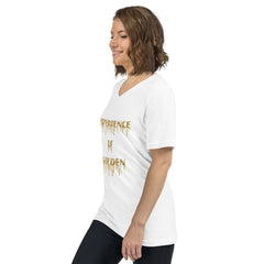 Weekend Famous Experience is Golden Unisex Short Sleeve V-Neck T-Shirt