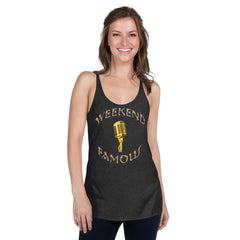 Weekend Famous  W/Gold Microphone Women's Racerback Tank